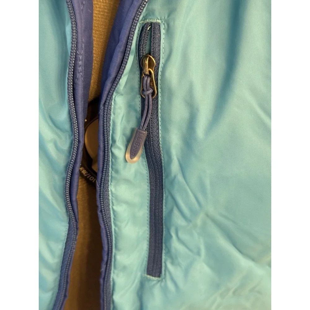 LL BEAN Women's Blue Turquoise LIGHTWEIGHT QUILTED Insulated REVERSIBLE VEST L